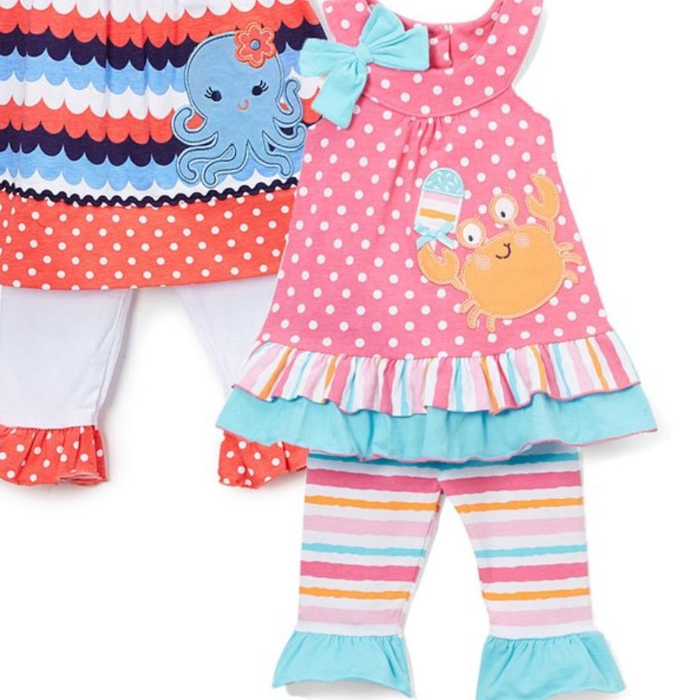 Coral & Pink Crab Tunic Set
